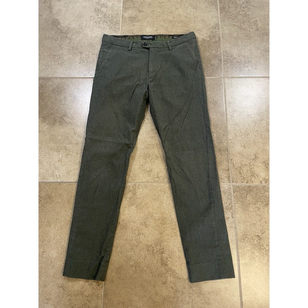 Scotch & Soda Chino Pants Mens Sz 30x32 Military Green Mott Cotton Slim Fit